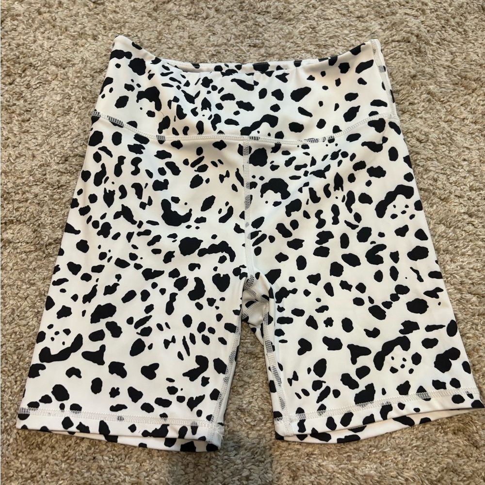 Black and White Spotted Bike Shorts